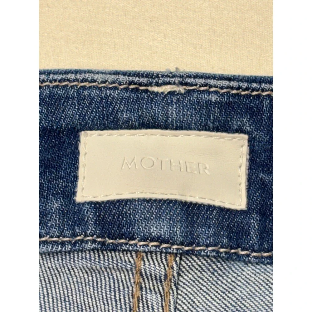 MOTHER High Waisted Looker Ankle Fray Jeans Goin' For Gold Blue Women Size 27X29